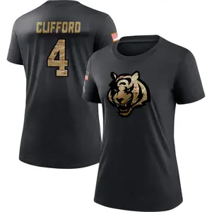 Women's Sean Clifford Cincinnati Bengals Black 2020 Salute To Service Performance T-Shirt