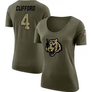 Women's Sean Clifford Cincinnati Bengals Salute to Service Olive Legend Scoop Neck T-Shirt