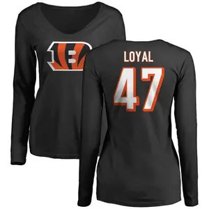 Women's Shaquan Loyal Cincinnati Bengals Name & Number Logo Slim Fit Long Sleeve T-Shirt - Black