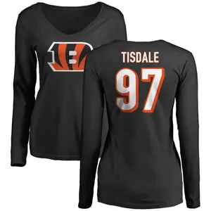 Women's Tariqious Tisdale Cincinnati Bengals Name & Number Logo Slim Fit Long Sleeve T-Shirt - Black