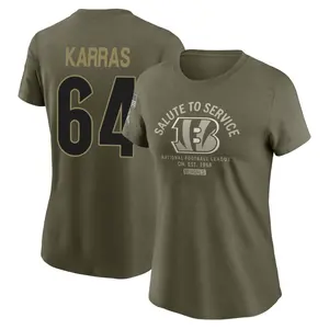 Women's Ted Karras Cincinnati Bengals Olive 2025 Salute to Service Sideline T-Shirt