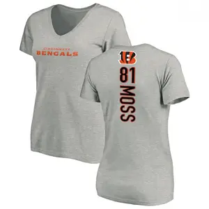 Women's Thaddeus Moss Cincinnati Bengals Backer V-Neck T-Shirt - Ash