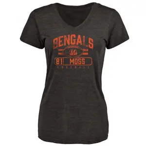Women's Thaddeus Moss Cincinnati Bengals Flanker Tri-Blend T-Shirt - Black