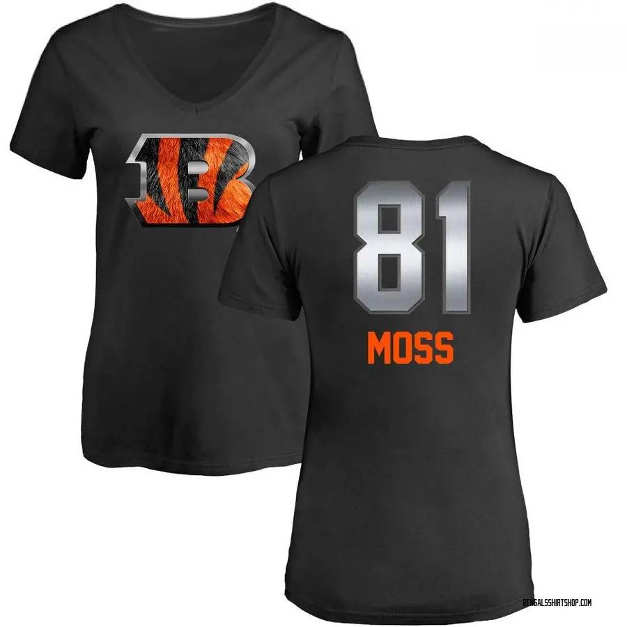 Women's Thaddeus Moss Cincinnati Bengals Midnight Mascot T-Shirt - Black