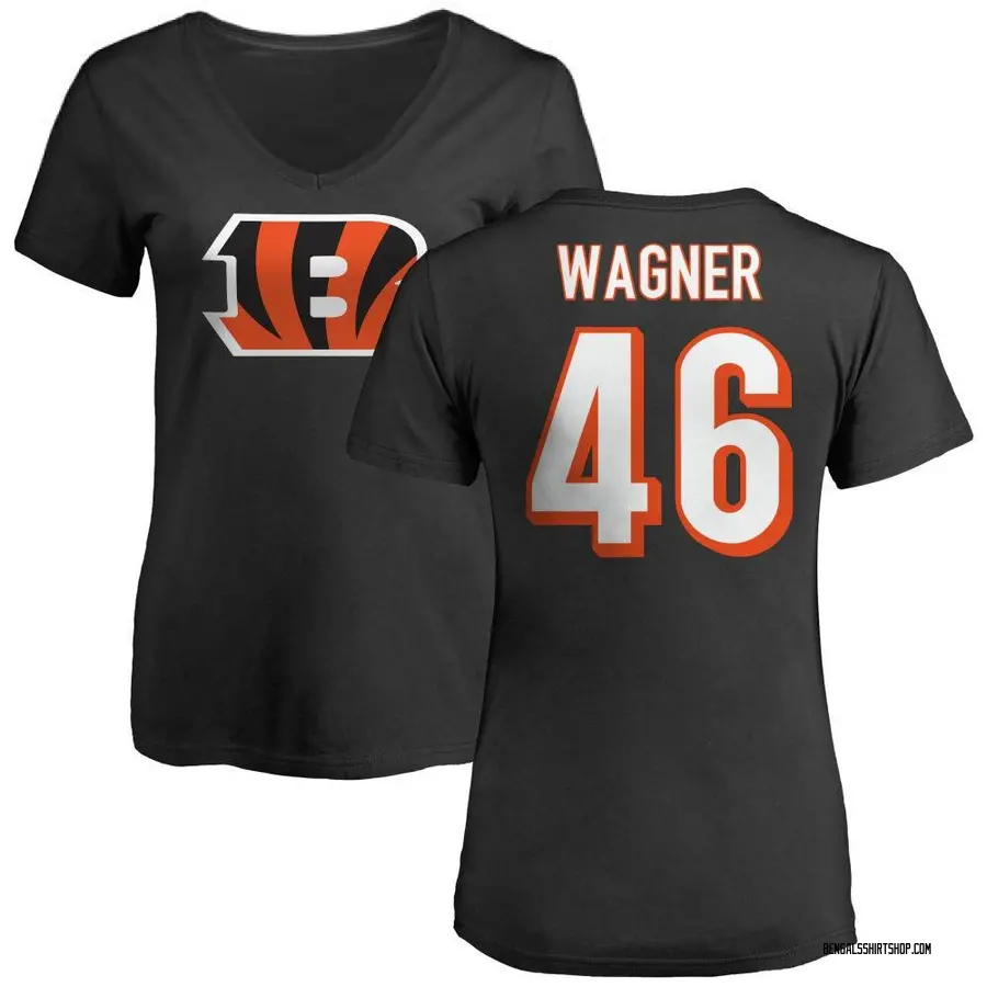 Women's William Wagner Cincinnati Bengals Name & Number Logo Slim Fit T-Shirt - Black