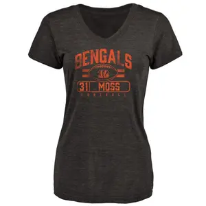 Women's Zack Moss Cincinnati Bengals Flanker Tri-Blend T-Shirt - Black