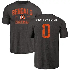 Youth Antwaun Powell-Ryland Jr. Cincinnati Bengals Black Distressed Name & Number Tri-Blend T-Shirt
