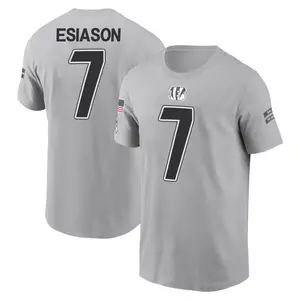 Youth Boomer Esiason Cincinnati Bengals Gray 2024 Salute to Service Name & Number T-Shirt