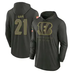 Youth Bralyn Lux Cincinnati Bengals Forest/Green 2025 Salute to Service Sideline Lightweight Hooded Pullover Long Sleeve T-Shirt
