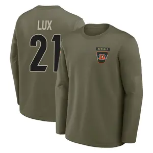 Youth Bralyn Lux Cincinnati Bengals Olive 2025 Salute to Service Sideline Coaches Long Sleeve T-Shirt