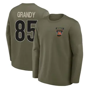 Youth Cam Grandy Cincinnati Bengals Olive 2025 Salute to Service Sideline Coaches Long Sleeve T-Shirt