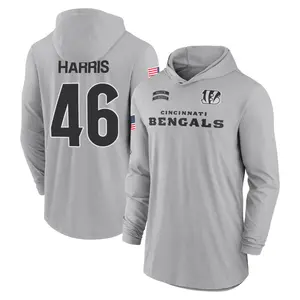 Youth Clark Harris Cincinnati Bengals Gray 2024 Salute to Service Lightweight Performance Long Sleeve Hooded T-Shirt