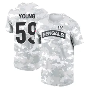 Youth Craig Young Cincinnati Bengals Arctic Camo 2024 Salute to Service Performance T-Shirt
