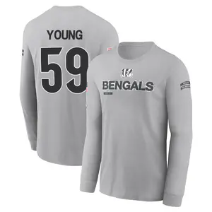 Youth Craig Young Cincinnati Bengals Gray 2024 Salute to Service Long Sleeve T-Shirt