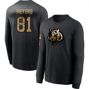 Youth Dohnte Meyers Cincinnati Bengals Black 2020 Salute To Service Sideline Performance Long Sleeve T-Shirt