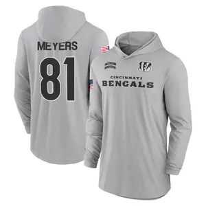 Youth Dohnte Meyers Cincinnati Bengals Gray 2024 Salute to Service Lightweight Performance Long Sleeve Hooded T-Shirt
