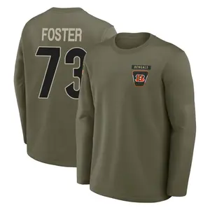 Youth Javon Foster Cincinnati Bengals Olive 2025 Salute to Service Sideline Coaches Long Sleeve T-Shirt