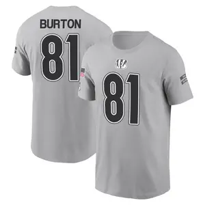 Youth Jermaine Burton Cincinnati Bengals Gray 2024 Salute to Service Name & Number T-Shirt