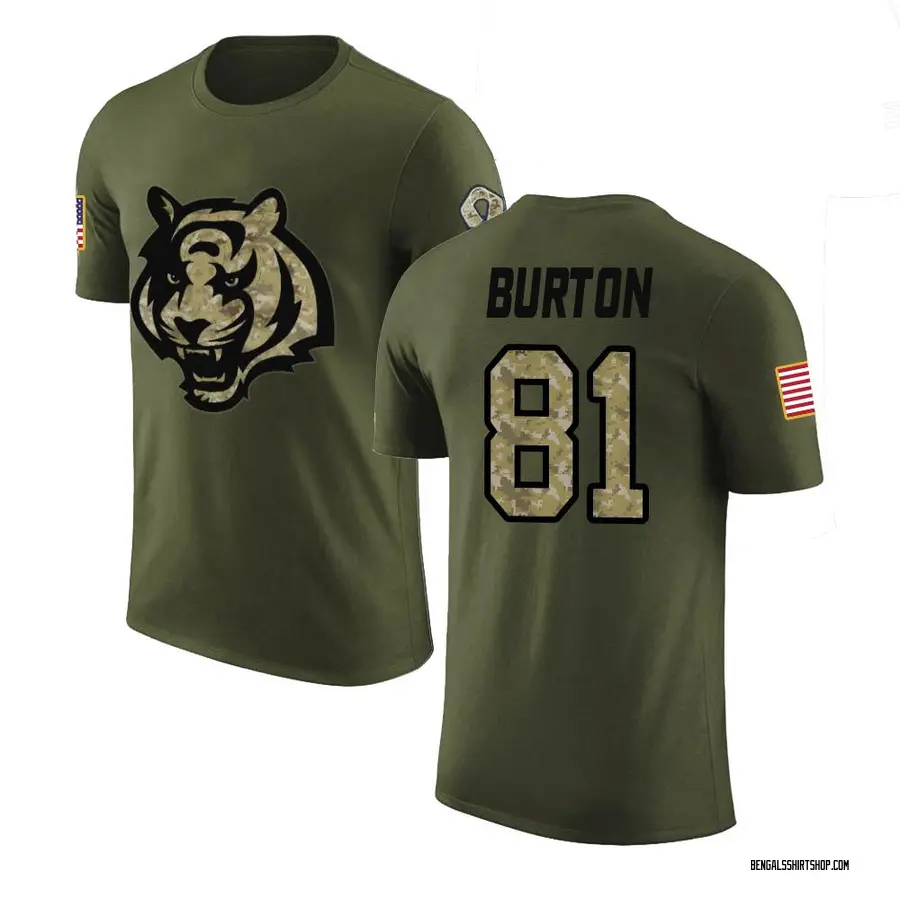 Youth Jermaine Burton Cincinnati Bengals Olive Salute to Service Legend T-Shirt