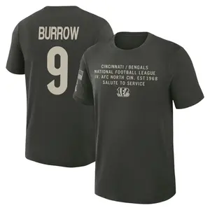 Youth Joe Burrow Cincinnati Bengals Dark/Green 2025 Salute to Service Sideline Slub T-Shirt