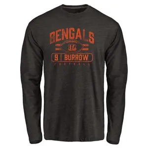 Youth Joe Burrow Cincinnati Bengals Flanker Tri-Blend Long Sleeve T-Shirt - Black