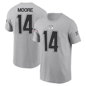 Youth Jordan Moore Cincinnati Bengals Gray 2024 Salute to Service Name & Number T-Shirt