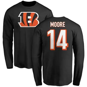 Youth Jordan Moore Cincinnati Bengals Name & Number Logo Long Sleeve T-Shirt - Black