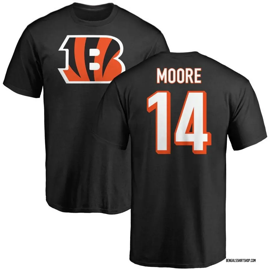 Youth Jordan Moore Cincinnati Bengals Name & Number Logo T-Shirt - Black