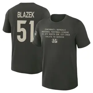 Youth Justin Blazek Cincinnati Bengals Dark/Green 2025 Salute to Service Sideline Slub T-Shirt