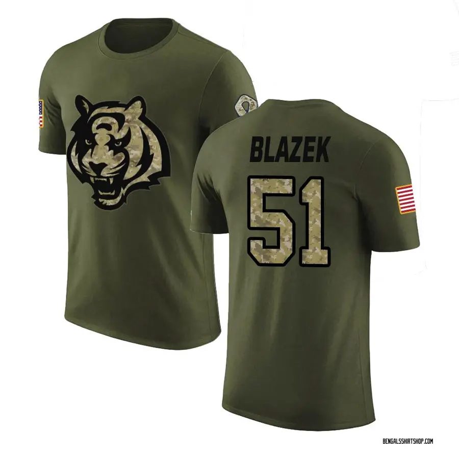 Youth Justin Blazek Cincinnati Bengals Olive Salute to Service Legend T-Shirt