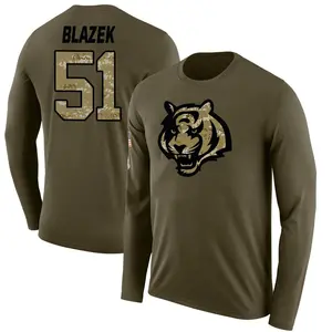 Youth Justin Blazek Cincinnati Bengals Salute to Service Sideline Olive Legend Long Sleeve T-Shirt