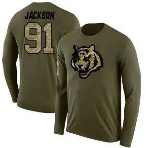 Youth McKinnley Jackson Cincinnati Bengals Salute to Service Sideline Olive Legend Long Sleeve T-Shirt