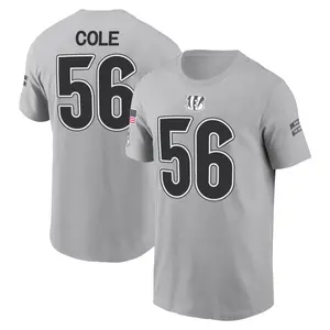 Youth Myles Cole Cincinnati Bengals Gray 2024 Salute to Service Name & Number T-Shirt