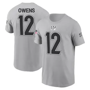 Youth Rashod Owens Cincinnati Bengals Gray 2024 Salute to Service Name & Number T-Shirt