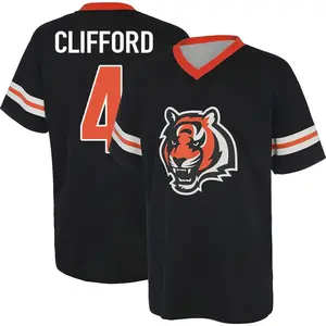 Youth Sean Clifford Cincinnati Bengals Black Name & Number Game Day V-Neck T-Shirt