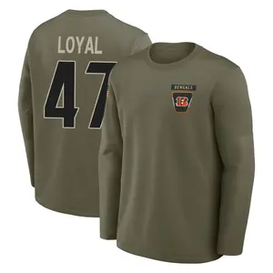 Youth Shaquan Loyal Cincinnati Bengals Olive 2025 Salute to Service Sideline Coaches Long Sleeve T-Shirt