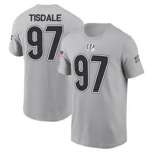 Youth Tariqious Tisdale Cincinnati Bengals Gray 2024 Salute to Service Name & Number T-Shirt