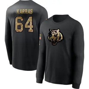 Youth Ted Karras Cincinnati Bengals Black 2020 Salute To Service Sideline Performance Long Sleeve T-Shirt