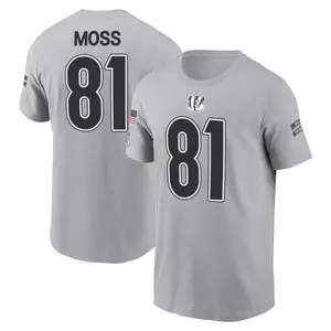 Youth Thaddeus Moss Cincinnati Bengals Gray 2024 Salute to Service Name & Number T-Shirt