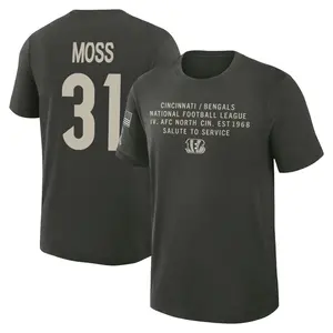 Youth Zack Moss Cincinnati Bengals Dark/Green 2025 Salute to Service Sideline Slub T-Shirt